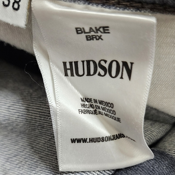Hudson Blake Bronx Slim Straight Zip Fly Distressed Jeans Grey Men's Size 38 - Picture 7 of 9